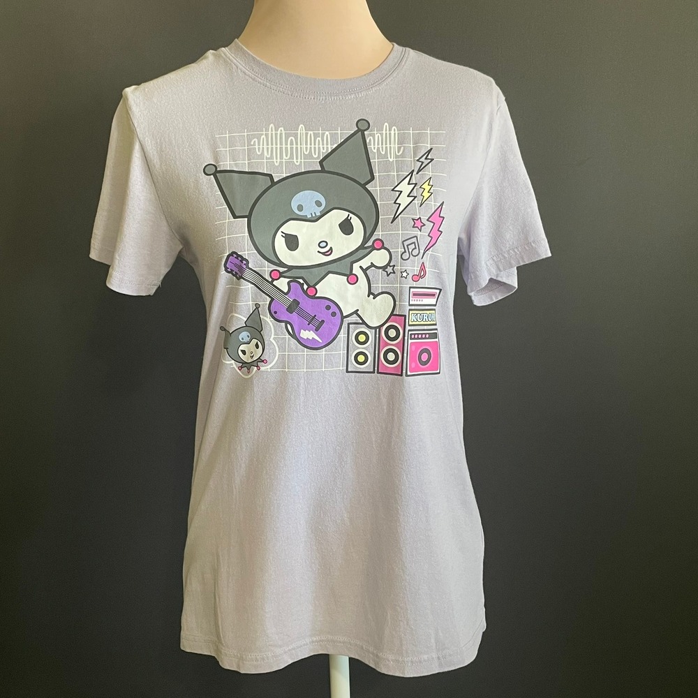 Sanrio Kuromi Graphic T-Shirt Women Small Lavender Good Rock Guitar Music